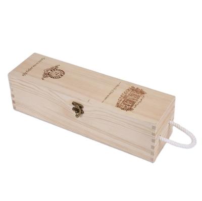 China Bulk Price Natural Single Color Finish Pine Wood Bottle Wine Box Recyclable for sale