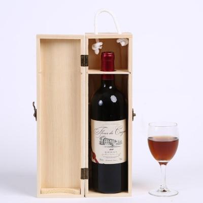 China Top Selling Recyclable Wholesale Customized Unfinished Single Bottle Pine Wood Wine Box for sale