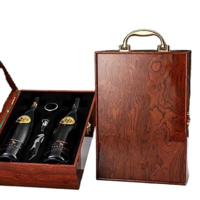 China Factory Recycled Wine Materials Liquor Wine Box Double Bottle Wine Box High End Liquor Wine Wooden Box for sale