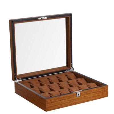 China fashion & Good quality wood grain casual watch storage box with lock for men's watch mail window display box for sale