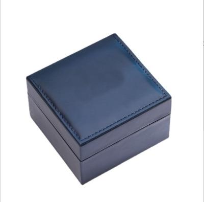 China Wholesale Simple Leather Watches Sotrage China Vintage Rectangle Black Watch Case PU Watch Storage Box for sale