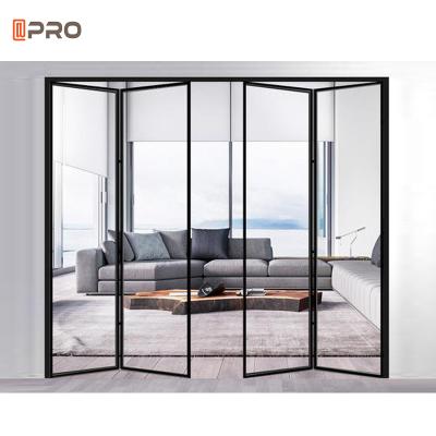 China (Please contact us) Customized Latest Simple Design Glass Aluminum Clear Interior Slim View Door Folding Bifold Doors for sale