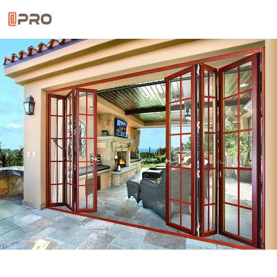 China Customize (please contact us) high quality outdoor portable soundproof balcony bi glass aluminum folding door with plexiglass for sale