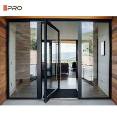 China Large Commercial Front Main Entrance Pivot Aluminum Glass Pivot Front Doors Single Modern Low-e Modern Glass Door Exterior Entry for sale