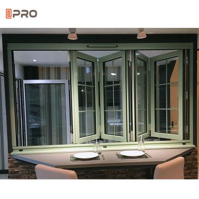 China Folding Screen Kitchen Aluminum Alloy Folding Cutout Aluminum Window Interior Thermal Bifold Window System for sale