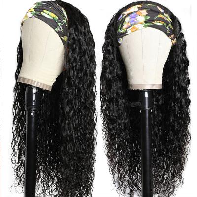 China Curly Wig Headband Hair Band Wig With Virgin Brazilian Wig Headband Water Wave Water Wave Headband Wig For Black Women for sale