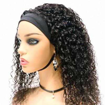 China Natural Look Easy to Wear and No Glue Machine Made Real Hair Headband Hair Wig Curly Adjustable Headband Wig for sale