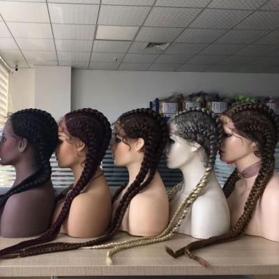 China Fashion Trends Natural Looking Synthetics 4 Braided Wigs 30inch Long Braided Wig Hand Made Lace Front Braiding Wigs For Black Women for sale