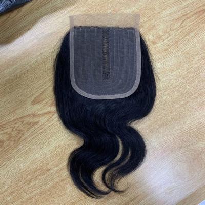 China Virgin Human Hair Wholesalers Straight Short Length 8 Inch Half Lace Closures 5x5 Half Lace Closures Cheap Machine Made Lace Closure for sale