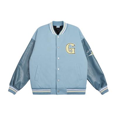 China 2021 Letter Viable Baseball Sleeve Autumn Street Style Retro Leather Ladies College Uniform Jacket for sale