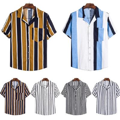 China 2021 Best Selling Men's Shirts Breathable Short Sleeve Button Shirt Fashion Stripe Office Shirts For Men for sale