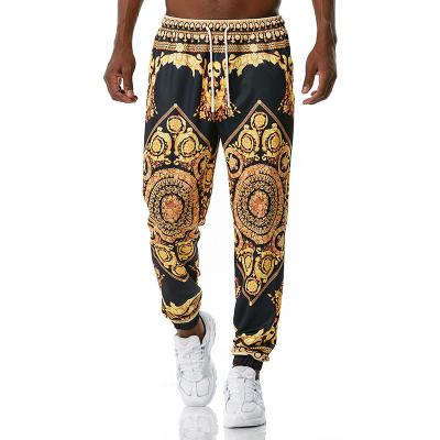 China 2021 Hot Sale Gold Trend Style Breathable Vintage Printed Trouser Pants Casual Sweatpants for sale