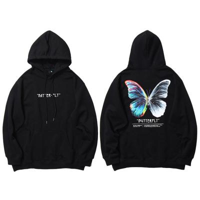 China Women's Unisex Hoodies Autumn Black Pullover Streetwear Butterfly Sweatshirt Hip Hop Women Anti-Wrinkle Winter Hoodie Covering Fleece for sale