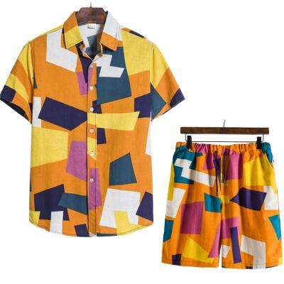 China QUICK DRY Outfits Mens Summer Shirt And Shorts Mens Summer Two Piece Sets Casual Suit for sale