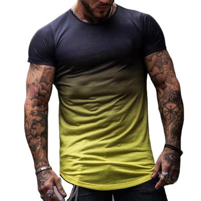 China 2021 new QUICK DRY men's T-shirts gradient color style and big men's plus size T-shirts for men for sale