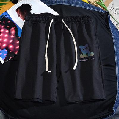 China 2021 new Anti-wrinkle spring and summer slack men's shorts back print reflective men's casual shorts for sale