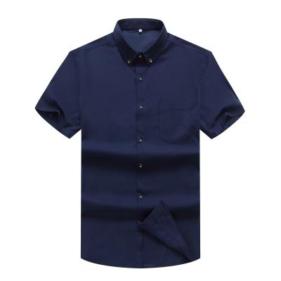 China 2021 Summer Breathable Shirt For Men Solid Turn-Down Short Collar Shirts Custom Sleeve Logo Plus Size Mens Shirts for sale