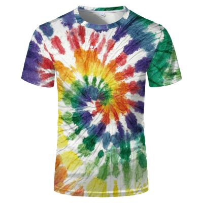 China 2021 New CIA Style Tie Dye Men'S QUICK DRY Tie Dye Printing Colorful T-shirt Custom Rainbow T-shirt Men's T-shirt For Women men for sale