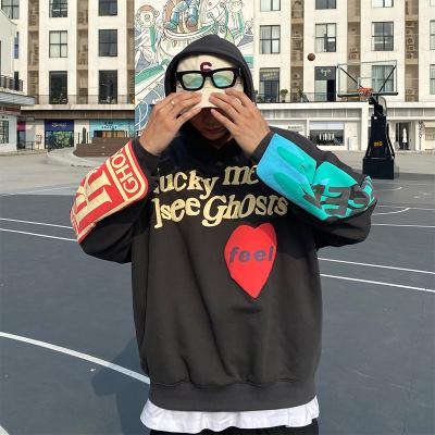 China Anti-pilling Graffiti Letter Copy Plus Velvet Sweatshirt Men Harajuku Fleece Hoodie Hip Hop Stranger Things Hoodies Hooded Kanye Western Hoodie for sale