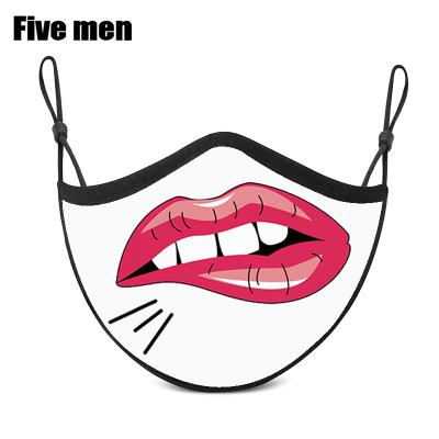 China Hot Sale Breathable Ion Sublimation Blank Customized Printing Silver Five Men Face Mouth Cover With Party Halloween Cover for sale