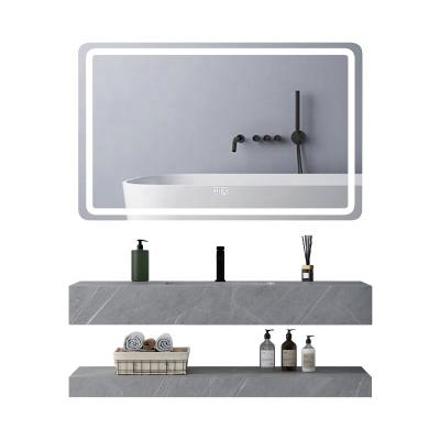 China Hot Sales Modern Bathroom Cabinet Waterproof Surface With One-touch Button LED Mirror Bathroom Vanities For Washroom for sale