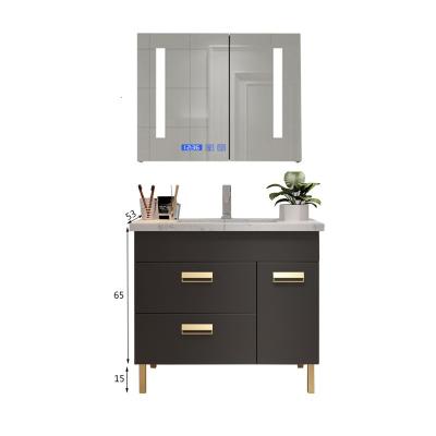 China Wholesale Contemporary Furniture Plywood Bathroom Vanities With Led Cabinet And Basin Mirror Ceramic Wall Hung Plywood Bathroom Vanities for sale