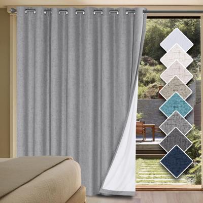 China Blackout Blackout Curtain Patio Sliding Door Blackout Curtain Thick Canvas Textured Panel With Anti Rust Grommet For Room Hotel for sale