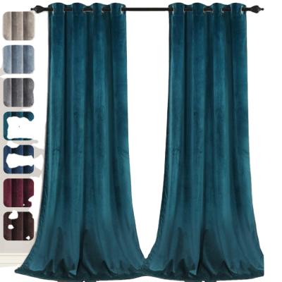 China Blackout Blackout Velvet Soft Textured Window Curtain Drapes Thermal Insulated Thick Grommet Curtains For Living Room Luxury for sale