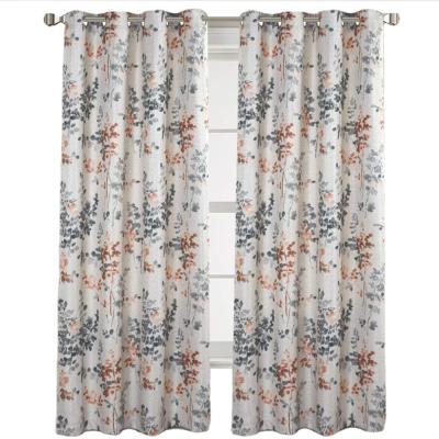 China Blackout Blackout Blackout Blackout Blackout Curtains Burlap Effect Floral Print Tarnishing Canvas Curtains Ink Canvas Classic Drapes for sale