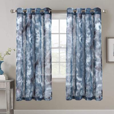 China Insulated Sheer Window Curtains Grommet Panels For Semi Manual Dye Drapes Kitchen Living Room Bedroom Tie Shear Navy Linen Curtains for sale