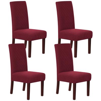 China Elastic Breathable Comfort Stretch Dining Chair Cover 4 Piece Set Pastor Chair Covers Checked Jacquard Textured Dining Chair Protector Covers for sale