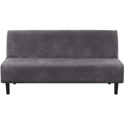 China Soft Velvet Plush Stretch Velvet Futon Cover Me Form Sofa Cover Armless Protector Thick Soft Velvet Sofa Chair Couch Cover Futon For Wedding for sale