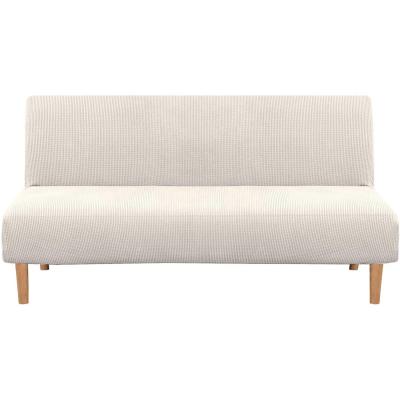 China Armless Stretch Sofa Bed Slipcover Elastic Rich Futon Cover Small Spandex Checks Jacquard Textured Small Jacquard High Checks Spandex Sofa Shield Futon Cover for sale