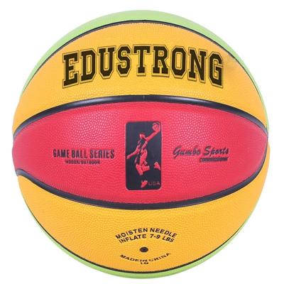 China Basketball Gym EDUSTRONG Brand Size 7# Indoor Outdoor Custom Printed With Rubber Bladder For Students Training Basketball Ball for sale