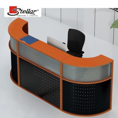 China Modern Reception Counter Furniture Semi Modern Beauty Salon Unique Circle Shaped Reception for sale