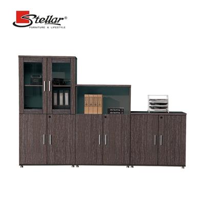 China New Walnut Design Adjustable Wood Shelf Executive Storage Office Filing Cabinet (Other) With Glass Door for sale