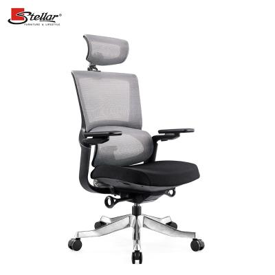 China (Height) Adjustable modern conference room adjustabel headrest mesh office chair with D60mm PU casters for sale