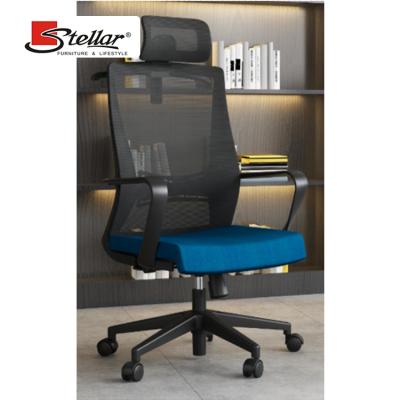 China New Ergonomic Fabric Wholesale Price Office Rotation Chair With Headrest Black High-Back Mesh Swivel Chair Office for sale