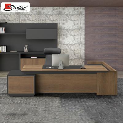 China Custom Modern Office Furniture Modern Wooden L Shaped Executive Desk With Locking Drawers for sale