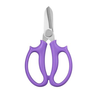 China Anti-Slip Grip Pruning Shears Floral Scissors With Purple Handle Garden Flower Scissors Garden Trimming Tools Plants Bonsai Cutting  Tools for sale