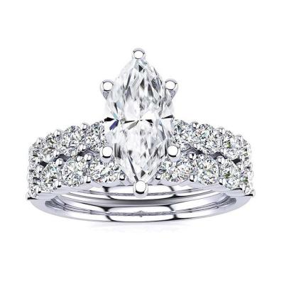 China MEDBOO 1ct Gold 1ct Marquise Cut Shape Moissanite Diamond Fine Romantic Wedding Engagement Jewelry Couples Ring Set for sale