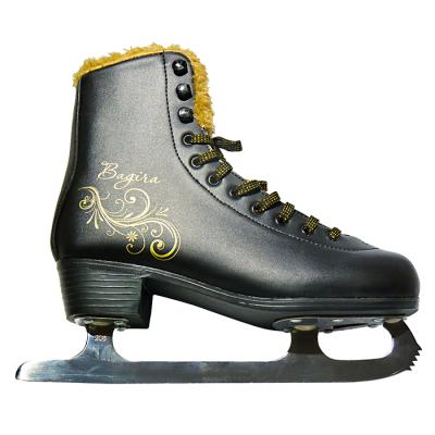 China Ice Skating HS Black PVC Artificial Fur Liner Ice Skate Training Figure Skating Skates Shoes for sale