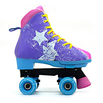 China PE Factory Price Roller Four Flashing Wheels Quad Roller Skates For Women Adult Custom Logo Adjustable Skate Shoes for sale