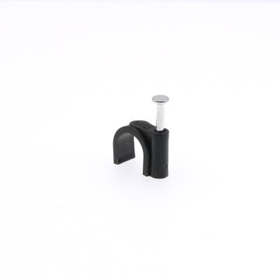 China 8 Mm Fixable Black Type Wall Cable Wire Plastic Round Clips for sale