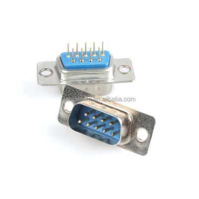 China D-sub 9Pin 180C straight MALE connector SOLDER PCB type WITHOUT SCREWS DB9 DP9 DP9-M for sale