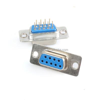 China D-Sub 9Pin 180C Straight FEMALE Connector SOLDER PCB Type NO SCREW DB9 DP9 DP9-FM for sale