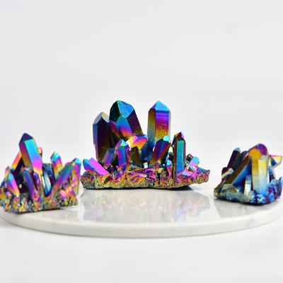 China Wholesale Natural Energy Stone China Aura Quartz Crystal Cluster For Healing Emission for sale