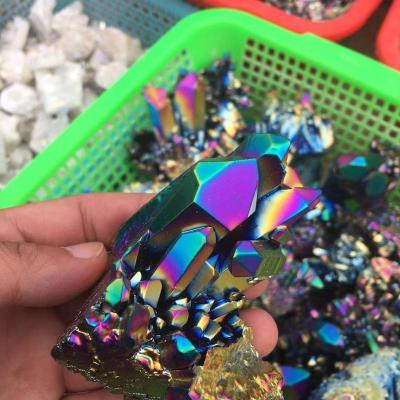 China High Quality Plated Raw Stone Aura Crystal Cluster For Healing Quartz From China for sale