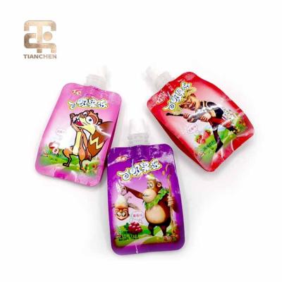 China Hot Sale Customization Small Safety Plastic Beverage Side Gusset Pouch Liquid Spout Pouch for sale