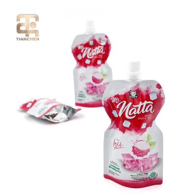 China Manufacturers Custom Logo Aluminum Foil Packaging Plastic Juice Bag With Safety Top Spout for sale